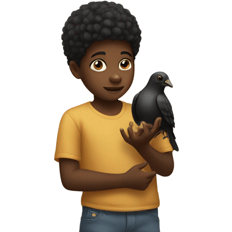 Black kid with a bird emoji