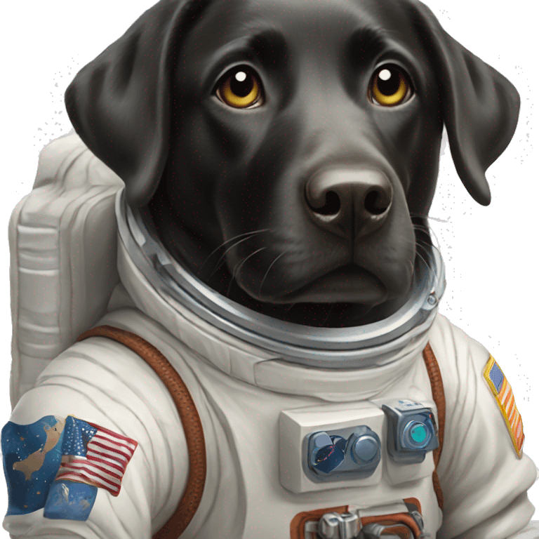 black labrador in Mars spacesuit emoji