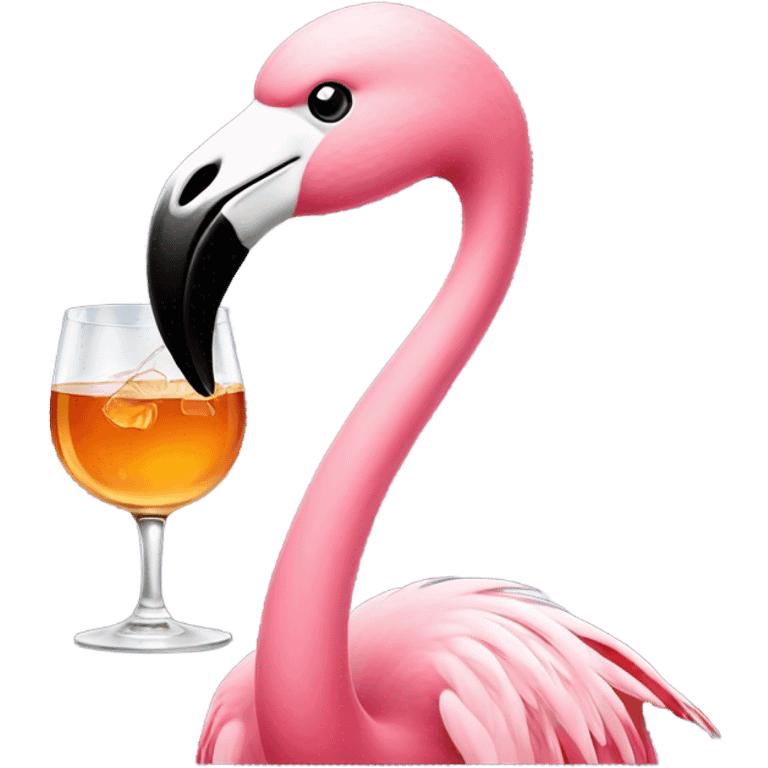 Flamingo drinking whiskey emoji