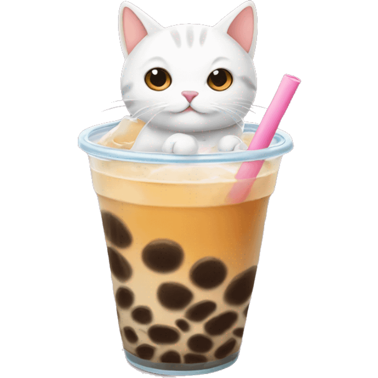 Cat drinks boba tea emoji