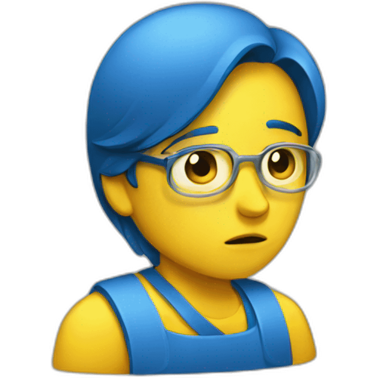 sad person blue and yellow working emoji