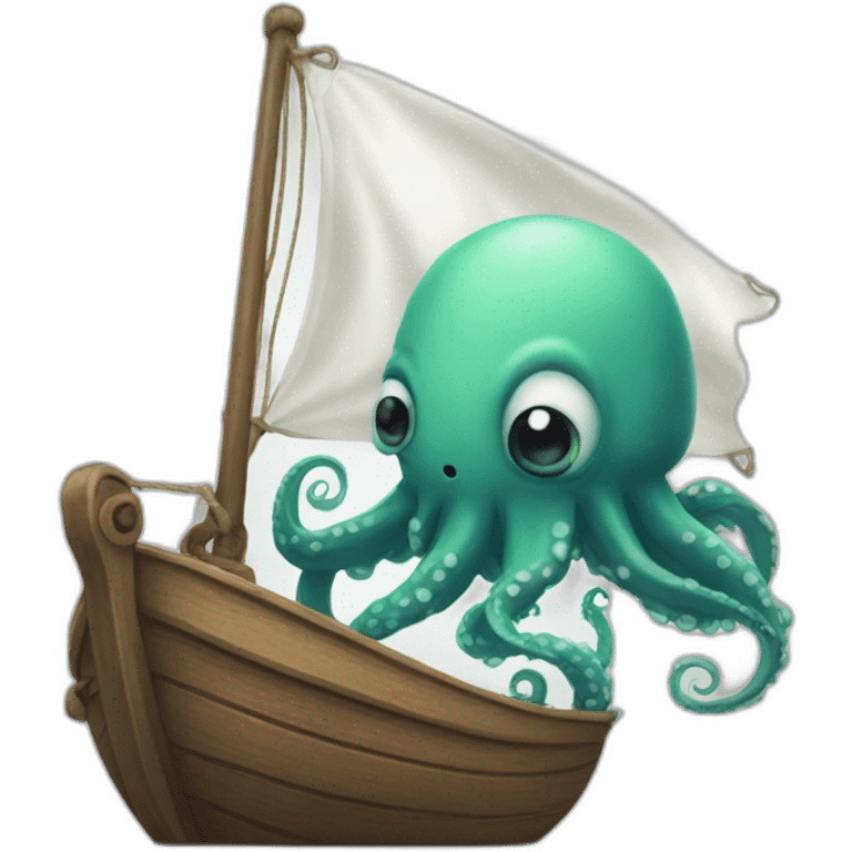 cute kraken hanging a white flag emoji