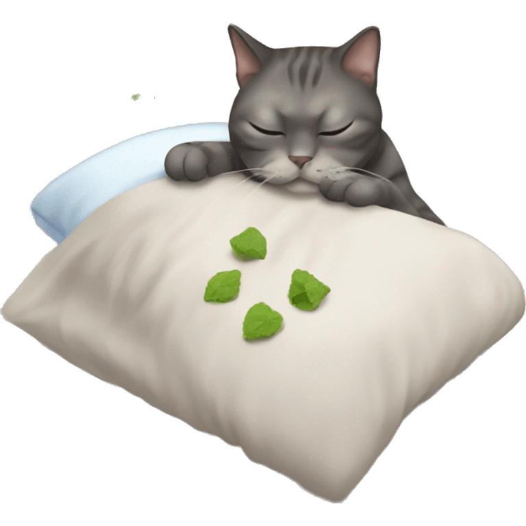 cat sniffing catnip and falling asleep emoji