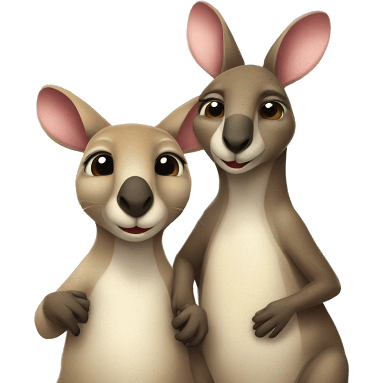 Kangaroo and possum in love emoji