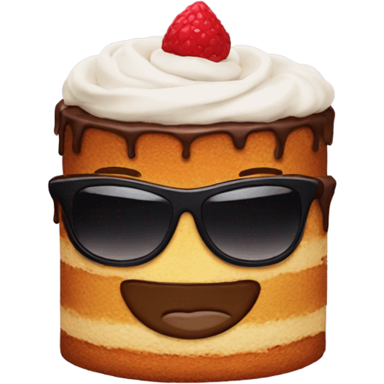 Cake with sunglasses  emoji