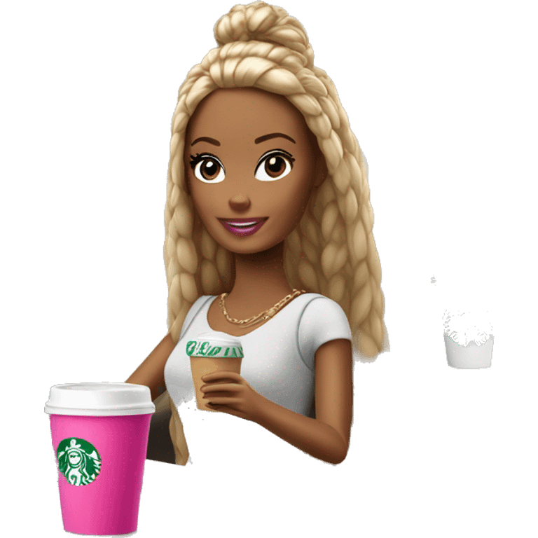 Barbie tomando starbucks emoji