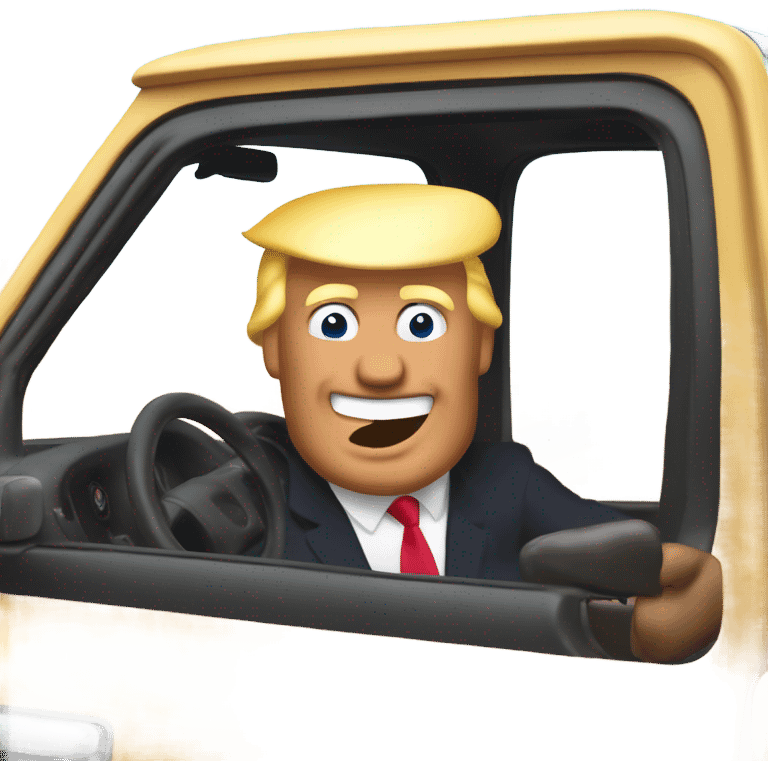 donald trump driving the poop truck emoji