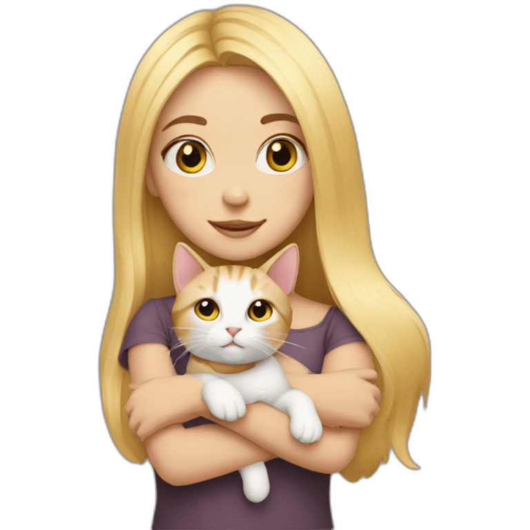 Blonde girl with tricolor cat emoji