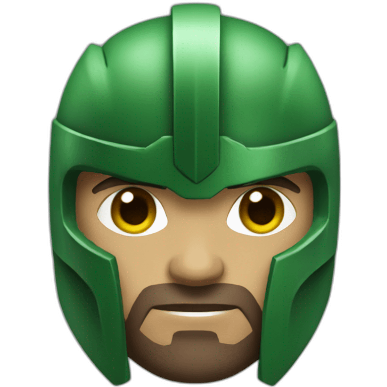 Green spartan warrior with normal skin emoji