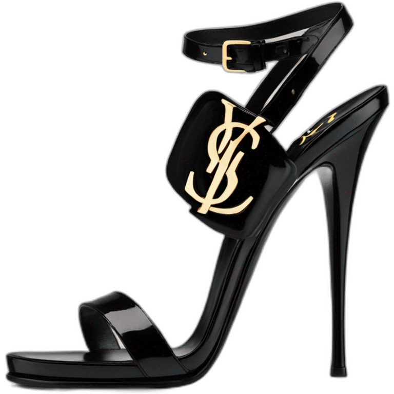 Ysl TRIBUTE heel SANDAL black PATENT LEATHER emoji