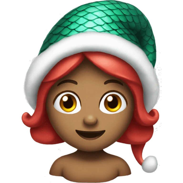 mermaid wearing santa hat emoji