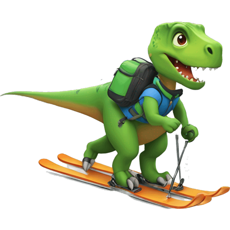 dinosaur skiing emoji