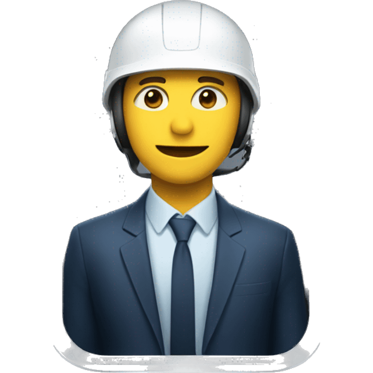 man in a lift with a helme emoji