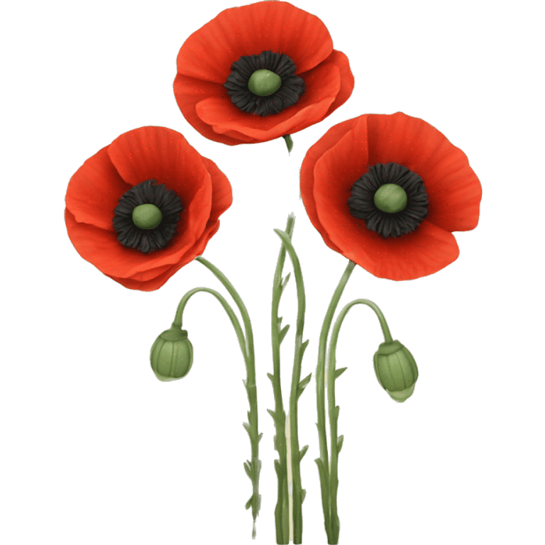 three red poppies with stems emoji