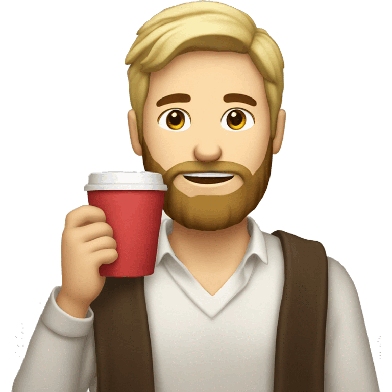 australian male with blond brown hair beard scarf drinking coffee emoji