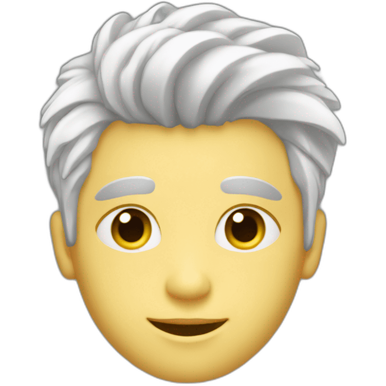 Teenager boy with white hair, haircut “curtains” emoji