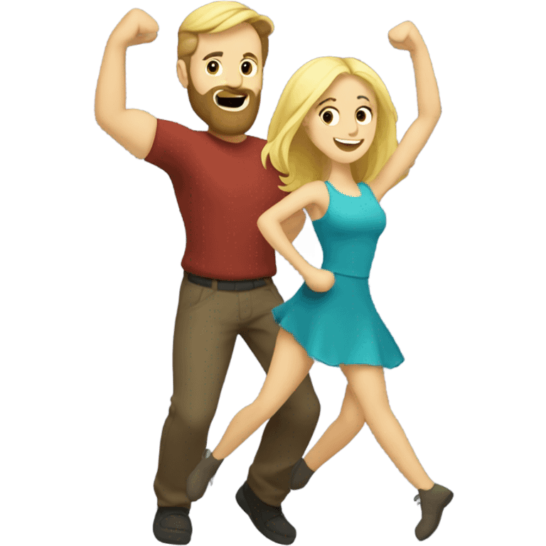 Caucasian man with beard dancing under disco ball with blond girl  emoji