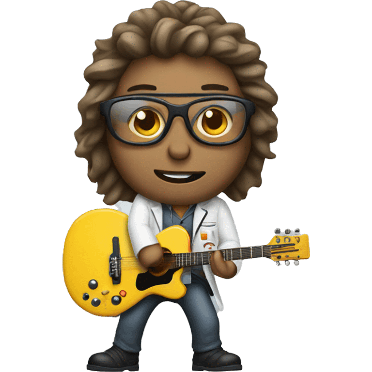 Scientist rocker with guitar emoji