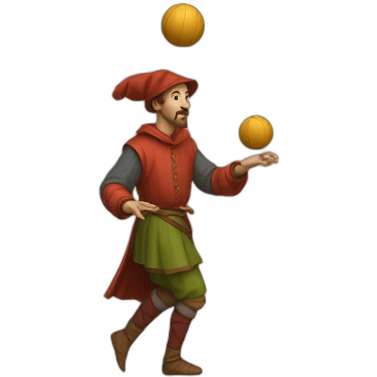 medieval juggler juggling 4 same-sized balls over them emoji