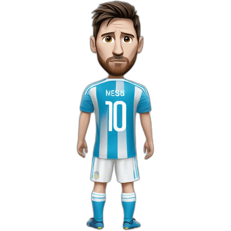 Messi With a look of sadness and loneliness in the clothes of the Argentine national team emoji