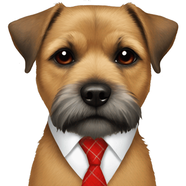 Border terrier with red checked necktie emoji