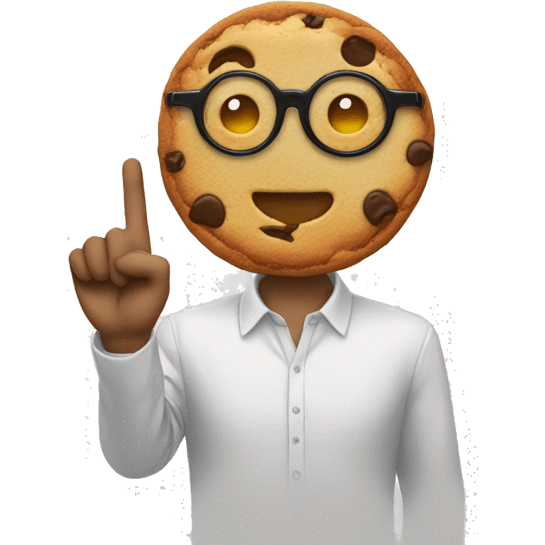 Glasses emoji with cookie head + raised finger emoji