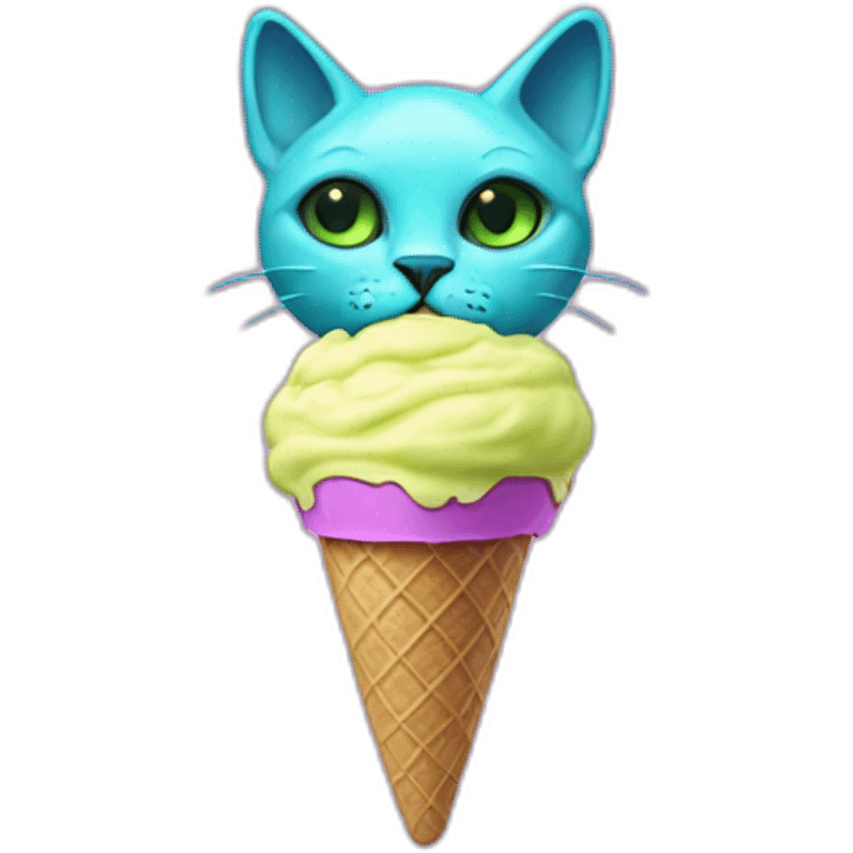 Neon Alien cat ice cream emoji