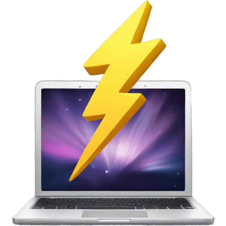 a laptop with a lightning bolt emoji