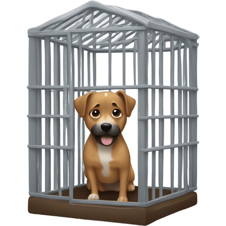 Man in dog cage trying to get out emoji