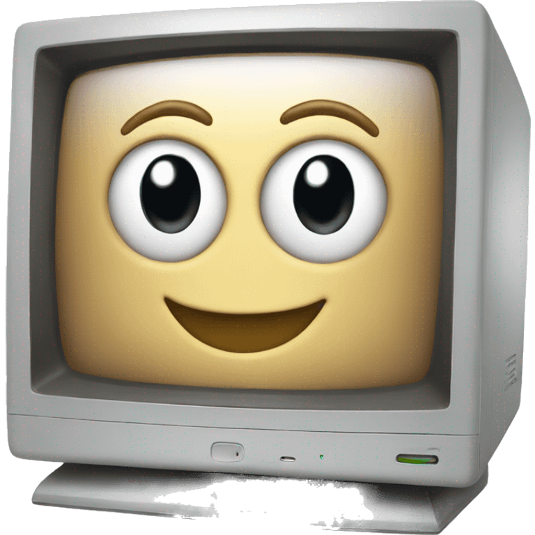 computer with smiling face emoji