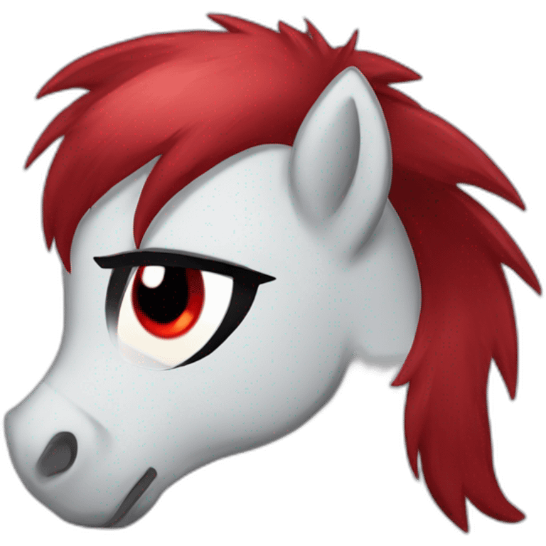 Dark poney red eyes look angry emoji