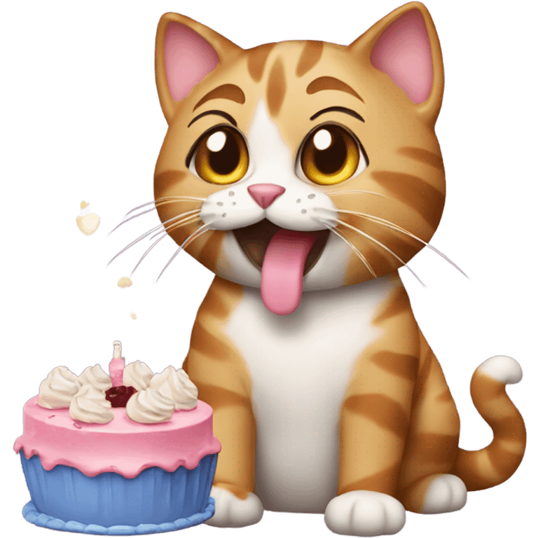 Cat eating cake emoji