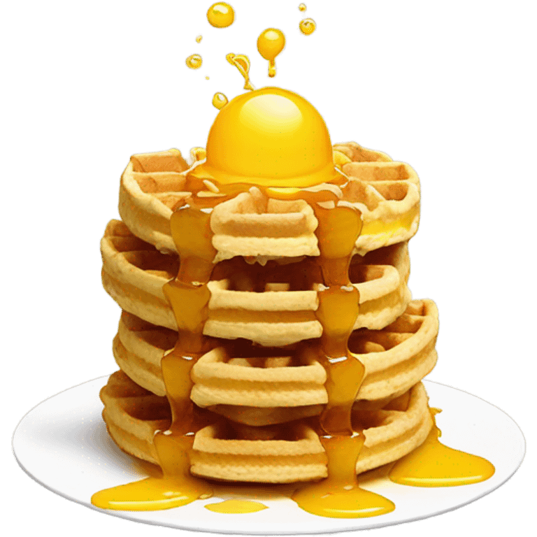 Monster made out of waffles and eggs dripping in syrup  emoji