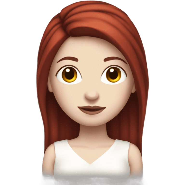 30-something pale-skinned woman with all her straight, dark red hair coiled tightly up on her head, wearing a white dress emoji