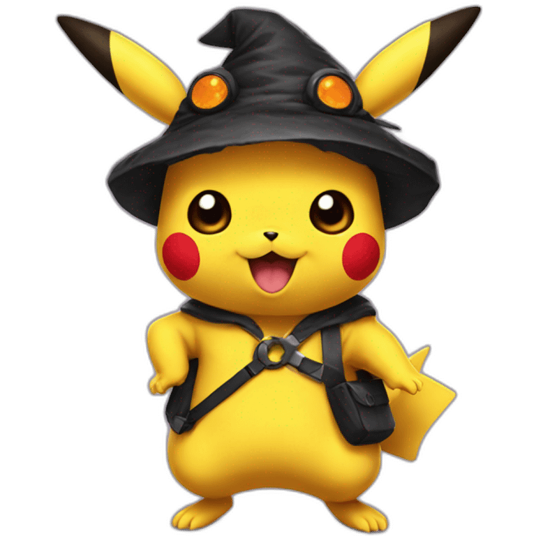 Pikachu with Halloween costume emoji