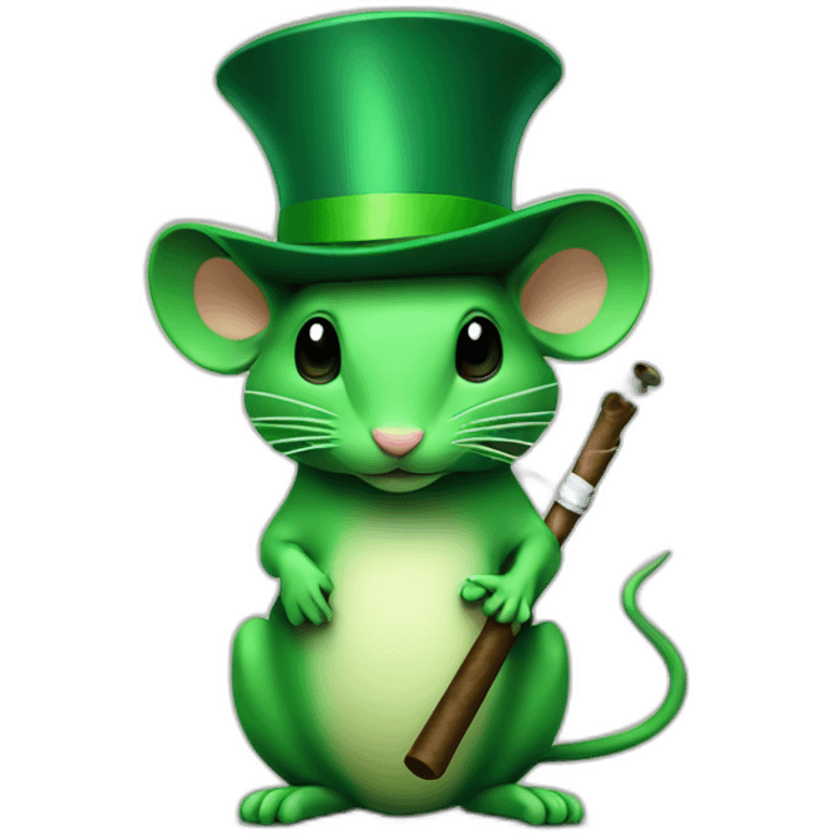 Attractor green mice with hat, smoking pipe emoji