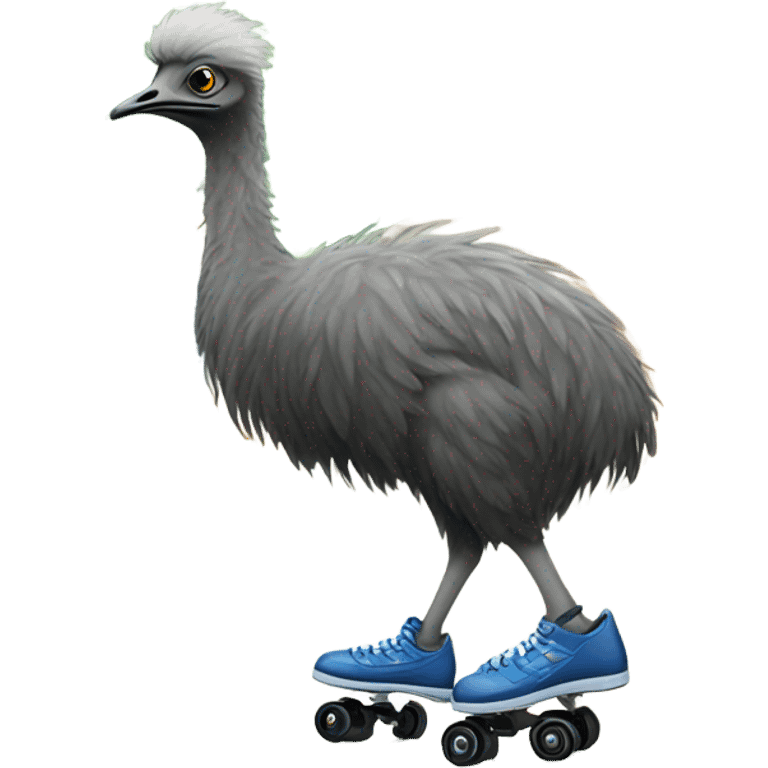 Emu leaving home wearing roller skates  emoji