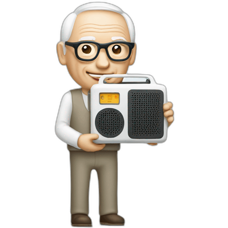 Dieter Rams holding a white radio emoji