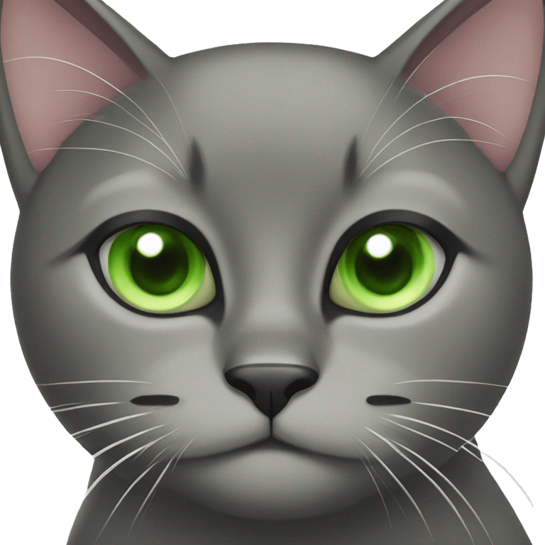 black cat with white spot on neck and green eyes emoji