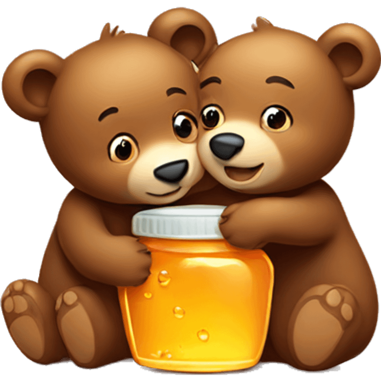 a brown bear cub hugging honey emoji