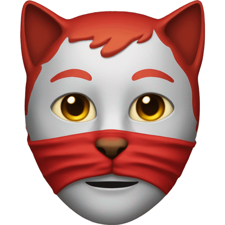 The red mask above the cat's head emoji