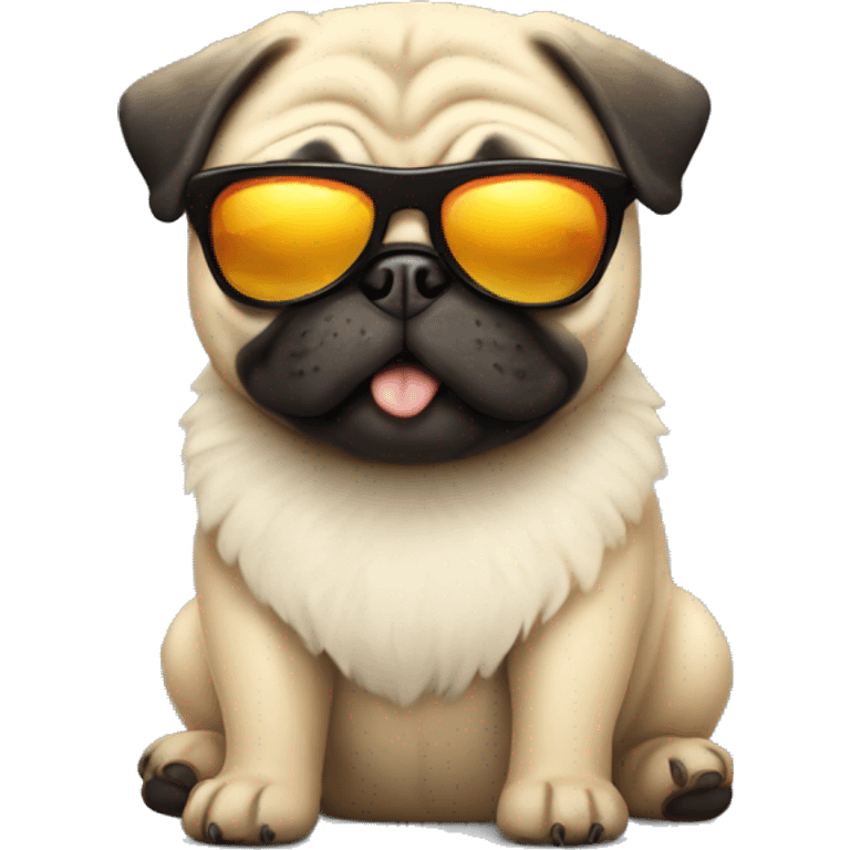 Fluffy pug with sun glasses  emoji