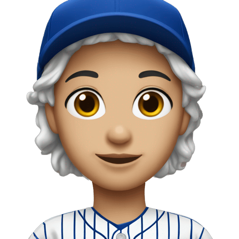 Women short blue hair wearing Dodgers Hat and Jersey emoji