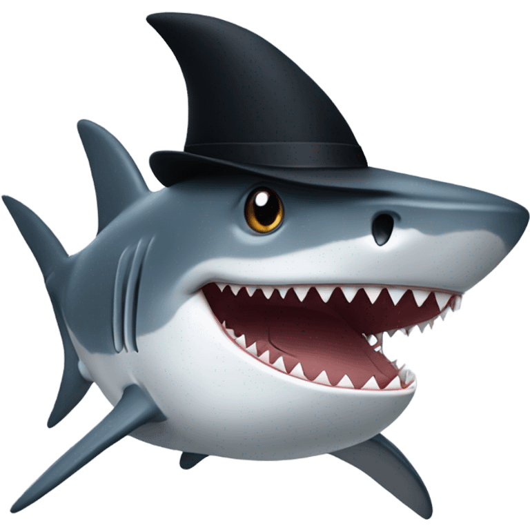 Shark with a top hat emoji