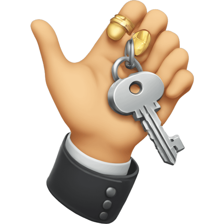 a hand with a key hovering on top of it emoji