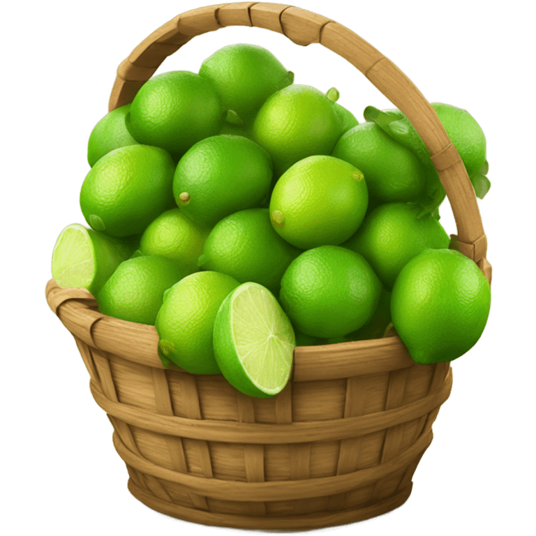 Limes falling out of a wooden basket emoji