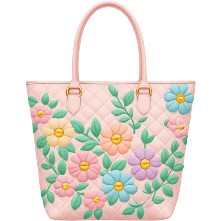 pastel floral quilted tote bag  emoji