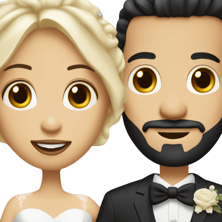 wedding couple groom has goatee and black hair. bride has blonde hair big bust  emoji