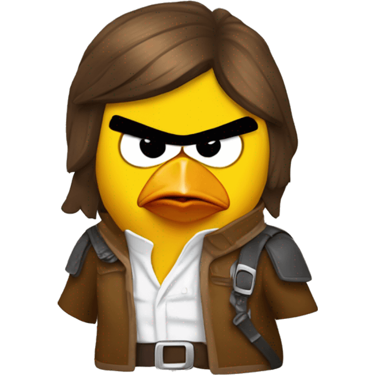 yellow angry bird dressed as han solo emoji