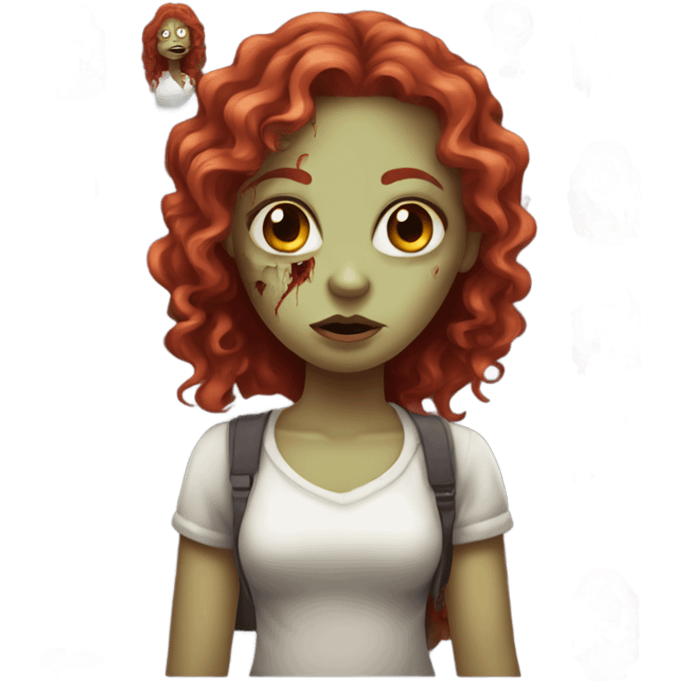 Zombie girl with long red curly hair emoji